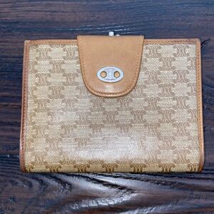 Celine Macadam Coated Canvas & Leather Kiss Lock Small Wallet